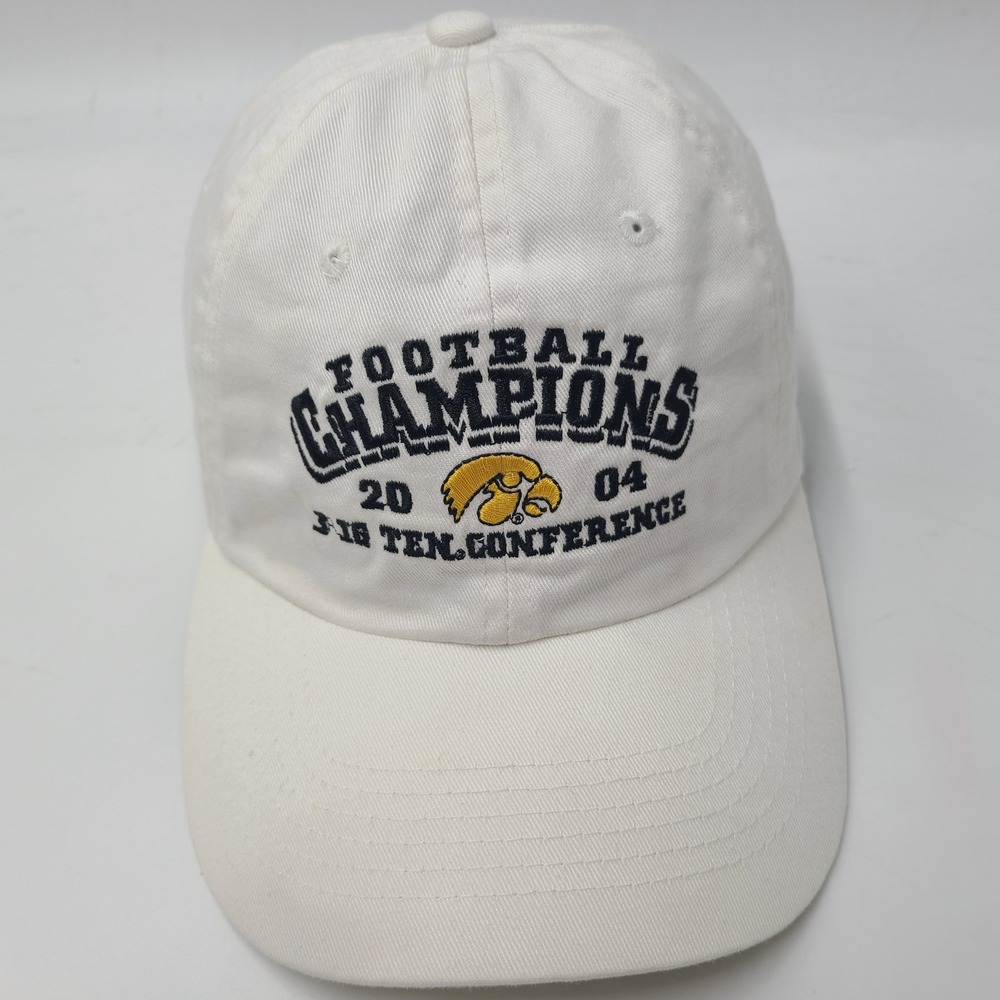 Vintage Iowa Hawkeyes Hat Strapback White NCAA 2004‎ Big Ten Football Champions